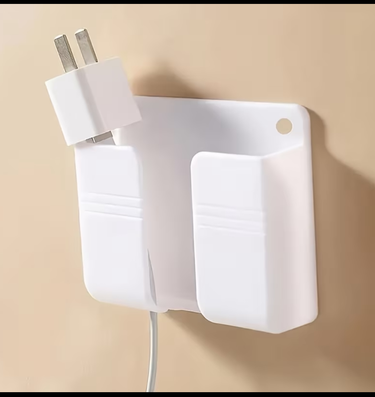 Wall-Mounted Smartphone Charging Dock – Universal Self-Adhesive Bedside Phone Stand & Plug Organizer 3