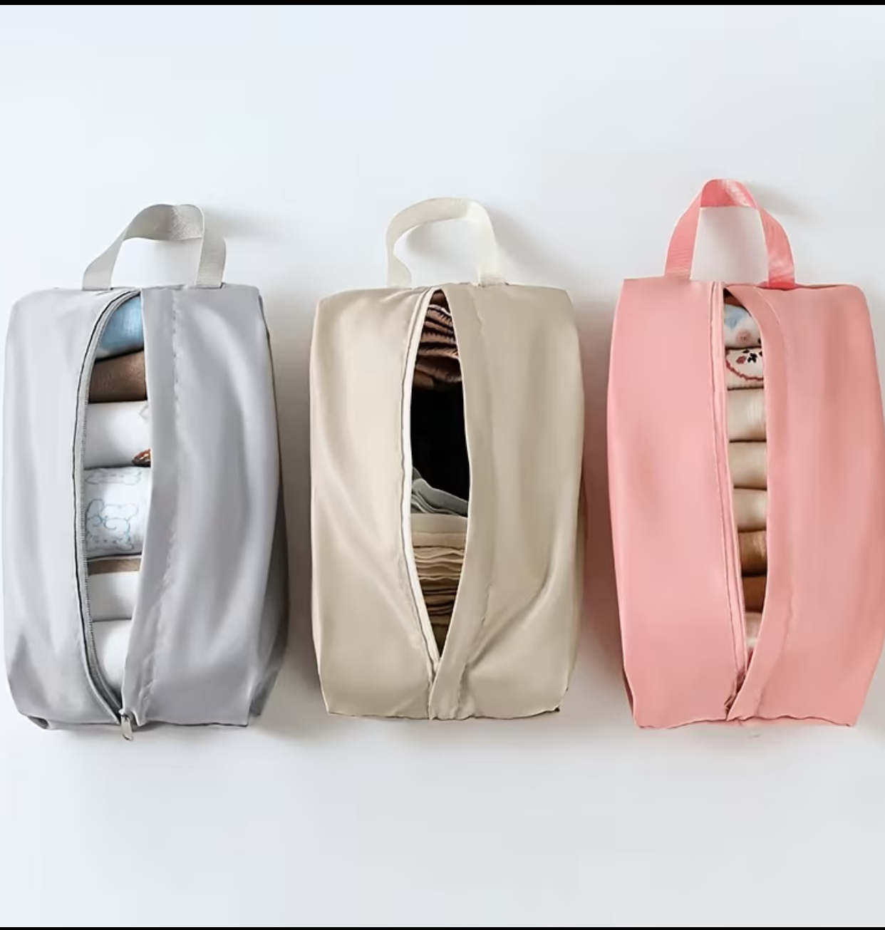 Foldable Travel Shoe Pouch – Dustproof Pink Footwear Storage Bag with Durable Carrying Handle