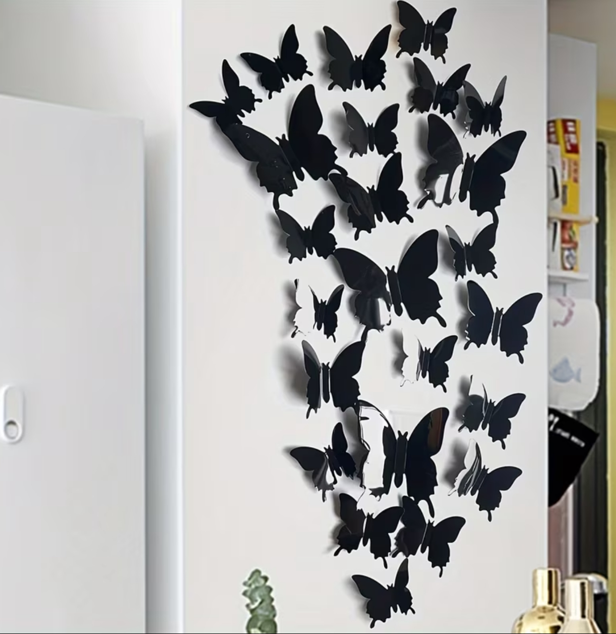 3D Mirror Silhouette Butterfly Wall Decals – Removable Acrylic Art Stickers for Living Room & Bedroom Accent