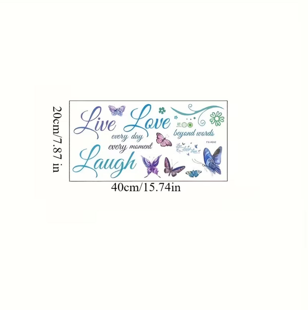Live, Love, Laugh" Inspirational Quote Wall Stickers – Elegant Script Lettering & Watercolor Butterfly Decals 2