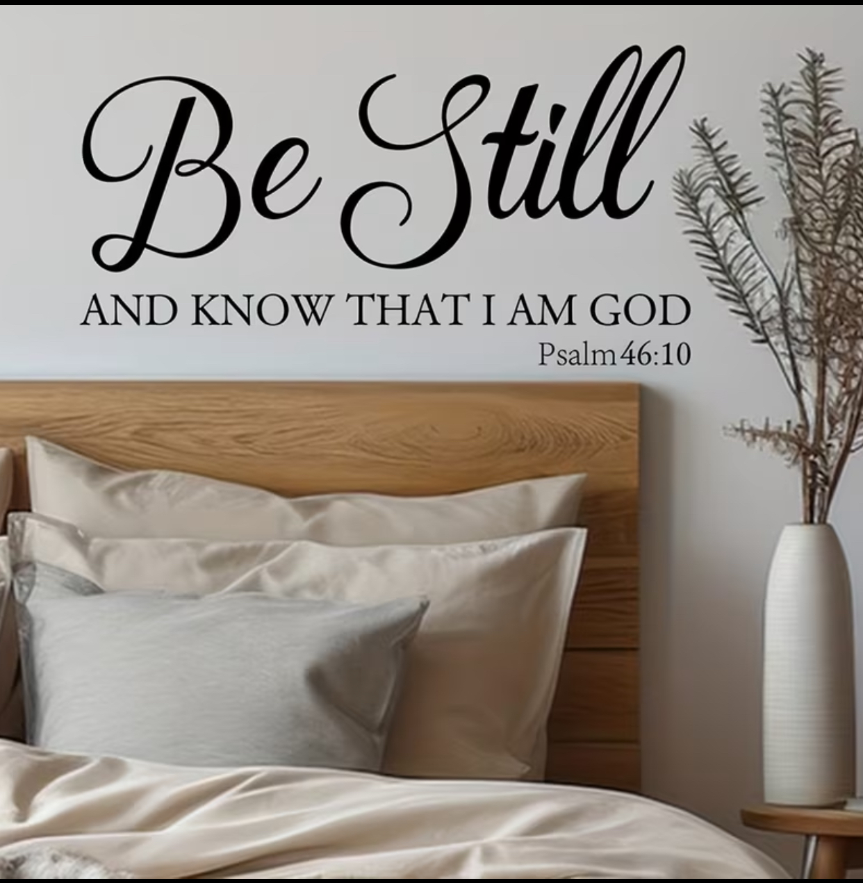 Psalm 46:10 "Be Still" Christian Wall Decal – Elegant Scripture Silhouette Quote Sticker (12.45 \times 26.42\text{cm})