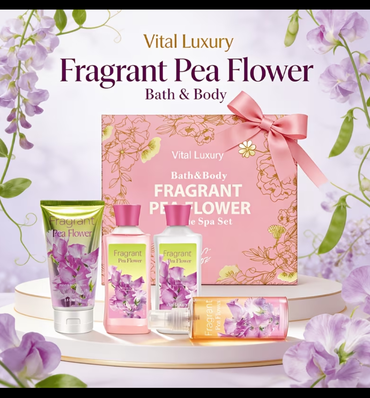 Vital Luxury "Cotton Candy" 4-Piece Bath & Body Gift Set – Sweet Scented Lotion, Shower Gel, Body Mist & Hand Cream 2