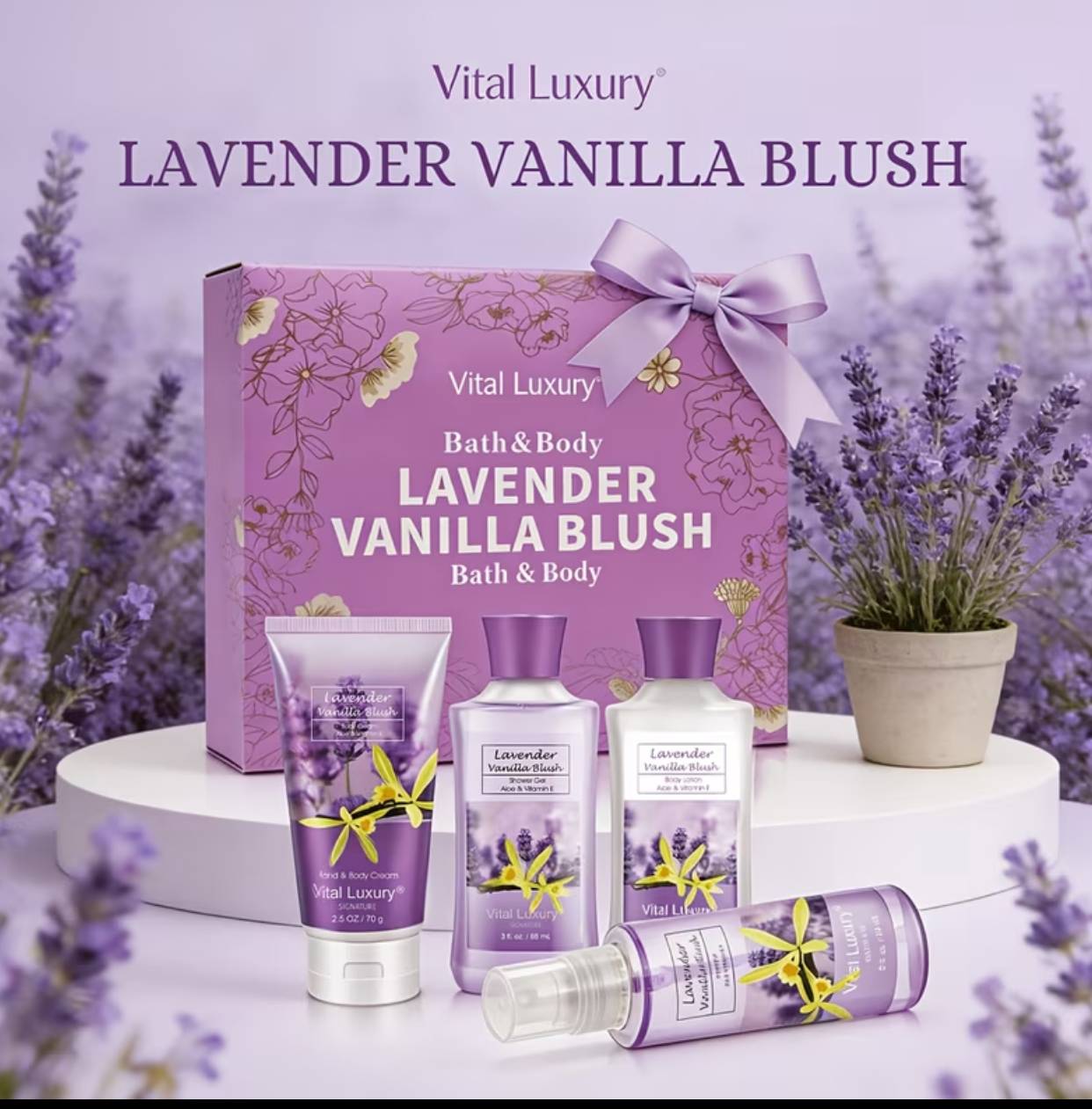 Vital Luxury "Cotton Candy" 4-Piece Bath & Body Gift Set – Sweet Scented Lotion, Shower Gel, Body Mist & Hand Cream 3
