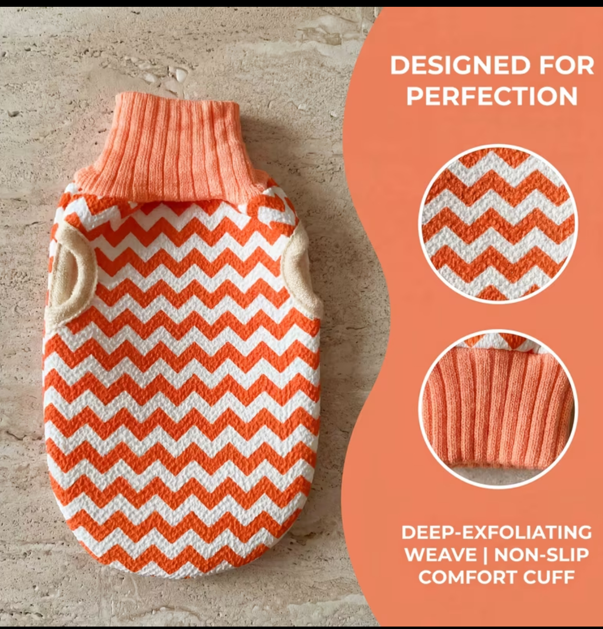 Chevron Knit Exfoliating Scrub Mitts – Textured Body Wash Gloves for Skin Buffing & Radiance