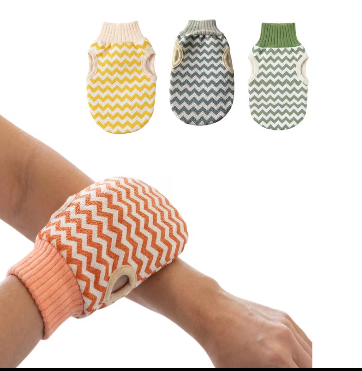 Chevron Knit Exfoliating Scrub Mitts – Textured Body Wash Gloves for Skin Buffing & Radiance 3