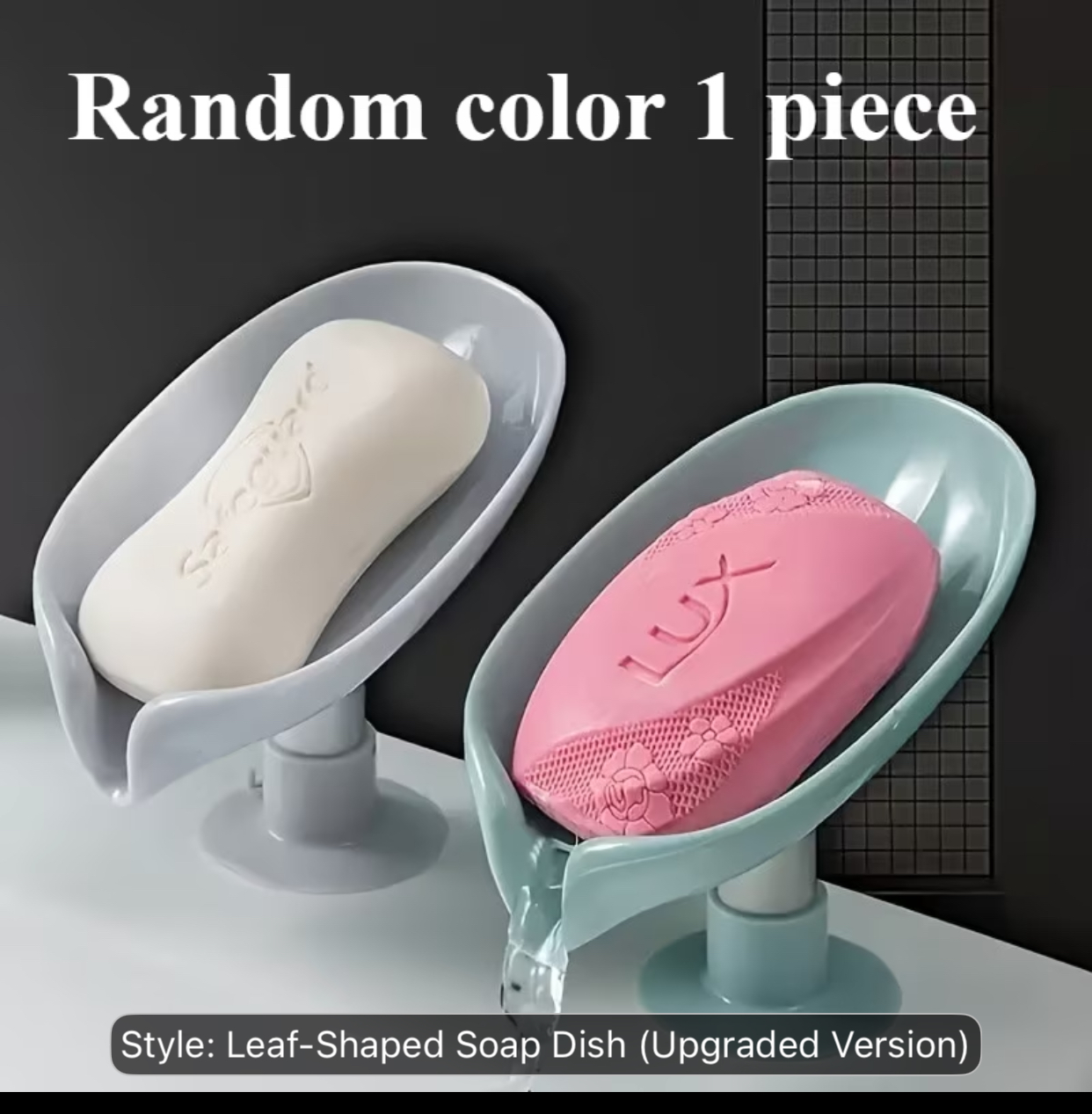 Self-Draining Leaf-Shaped Soap Holder – Modern Slanted Plastic Soap Saver Bowl for Bathroom & Kitchen Sink