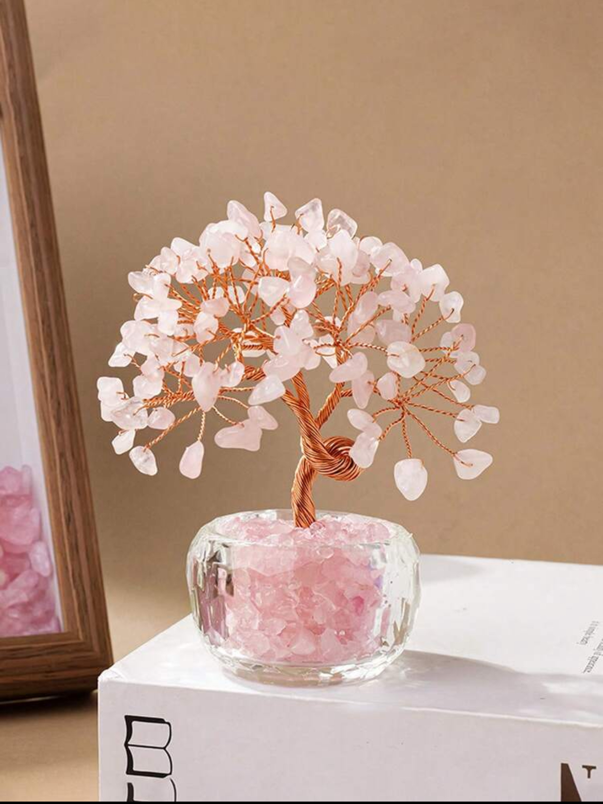 Citrine Gemstone Bonsai Money Tree – Wealth & Luck Crystal Tree with Clear Glass Pot Base 2