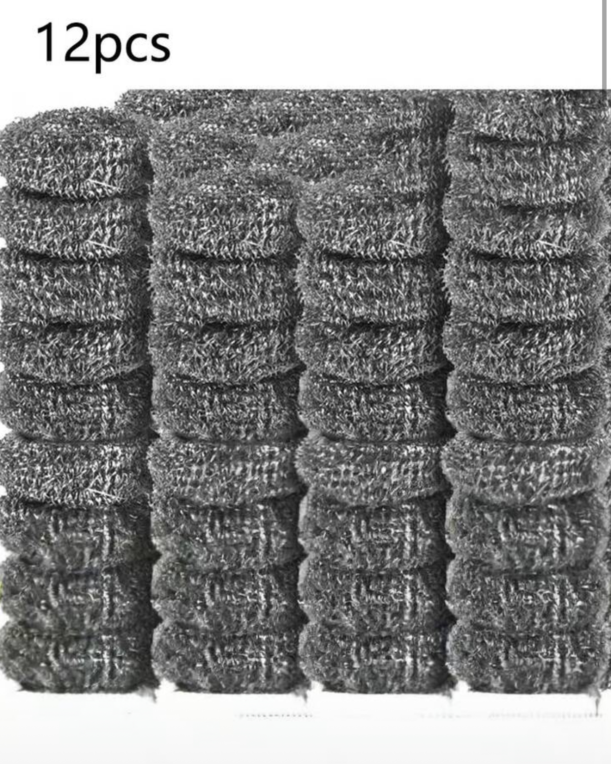 12-Pack Heavy Duty Steel Wool Scouring Pads – Rust-Resistant Metal Wire Sponge Roll Set