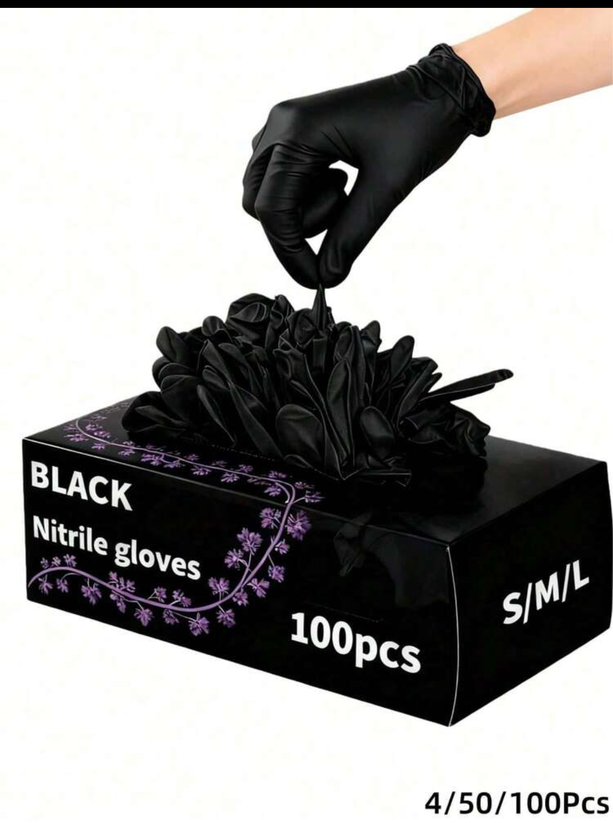 Disposable Black Nitrile Gloves – 100-Pack Powder-Free Examination and Cleaning Gloves