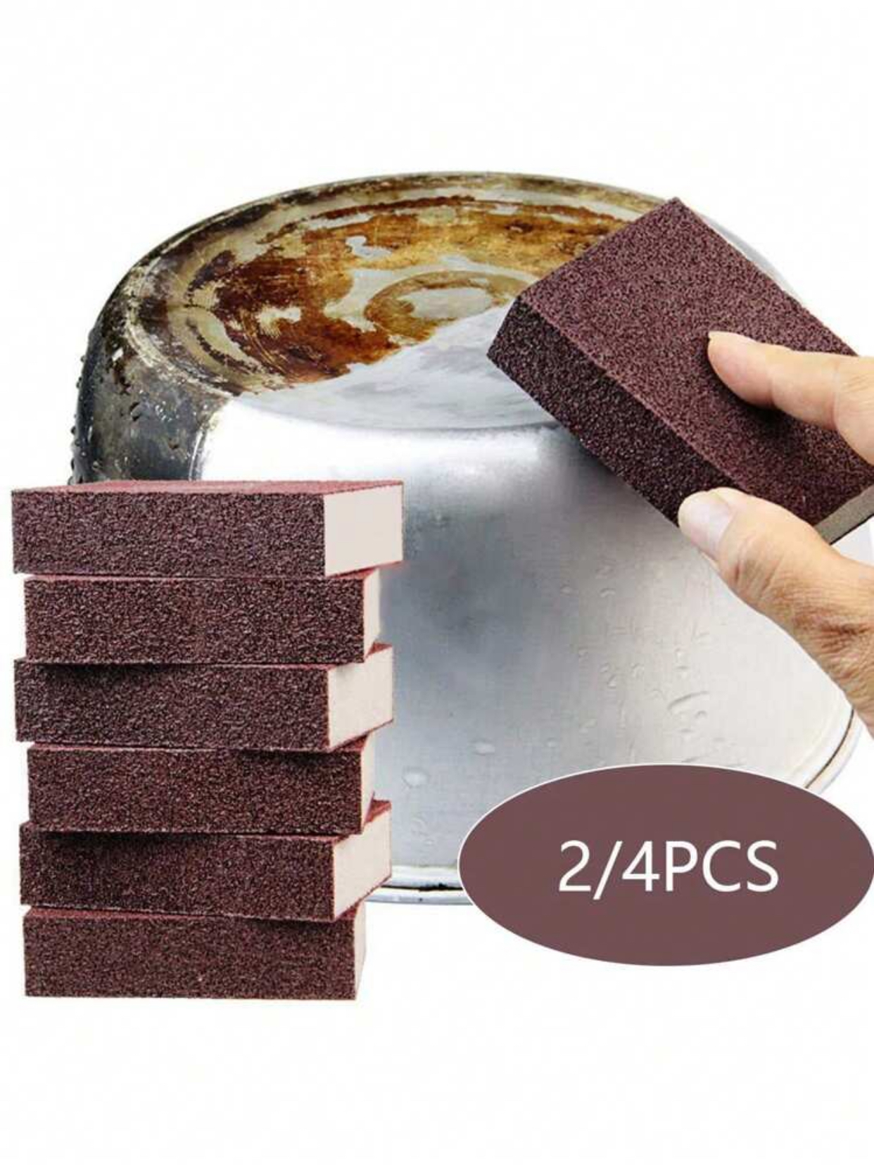 4-Pack Carborundum Rust-Removing Sanding Blocks – Heavy-Duty Kitchen Pot and Pan Descaler 3