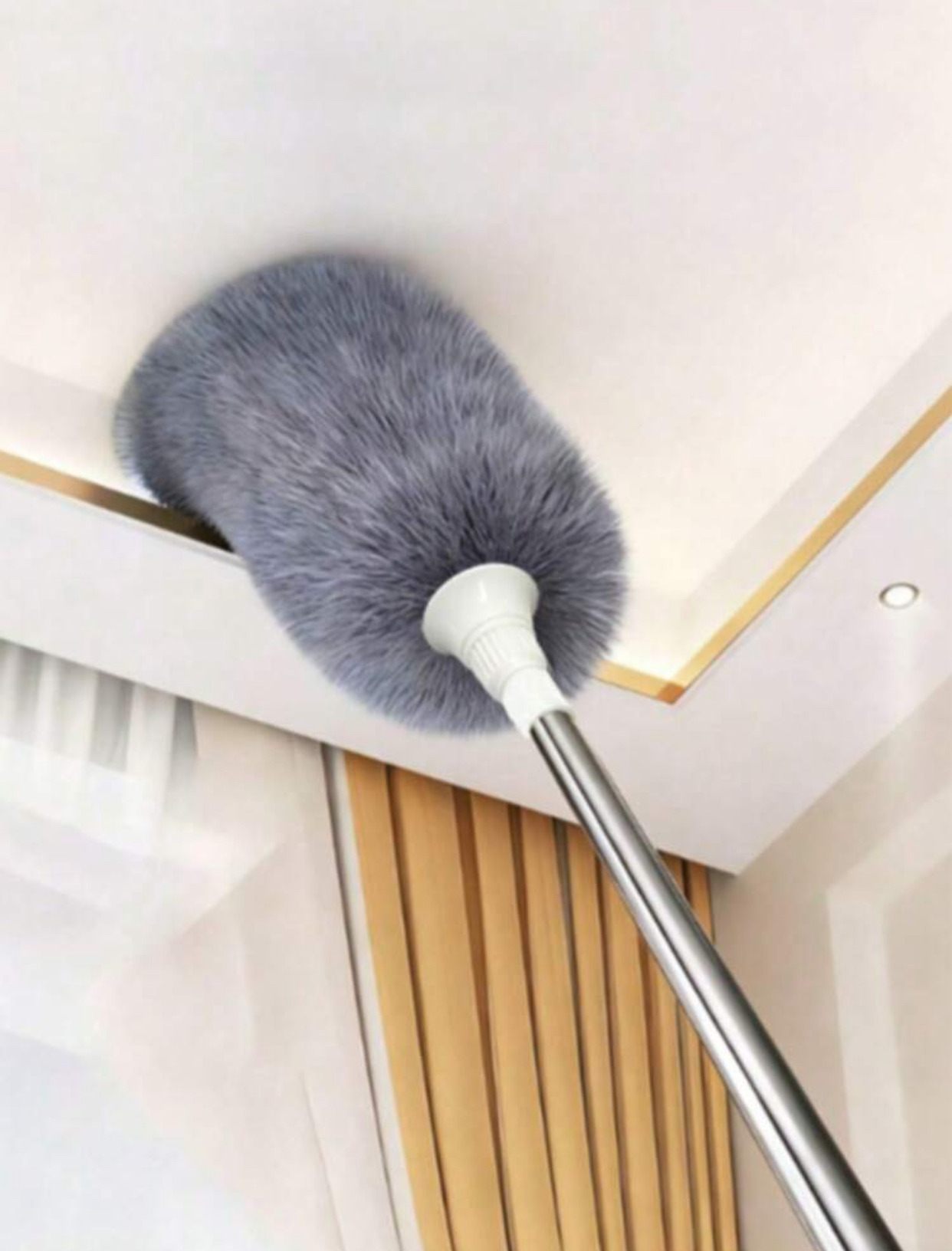 High-Reach Microfiber Ceiling Duster – Telescopic Stainless Steel Pole Cleaning Tool