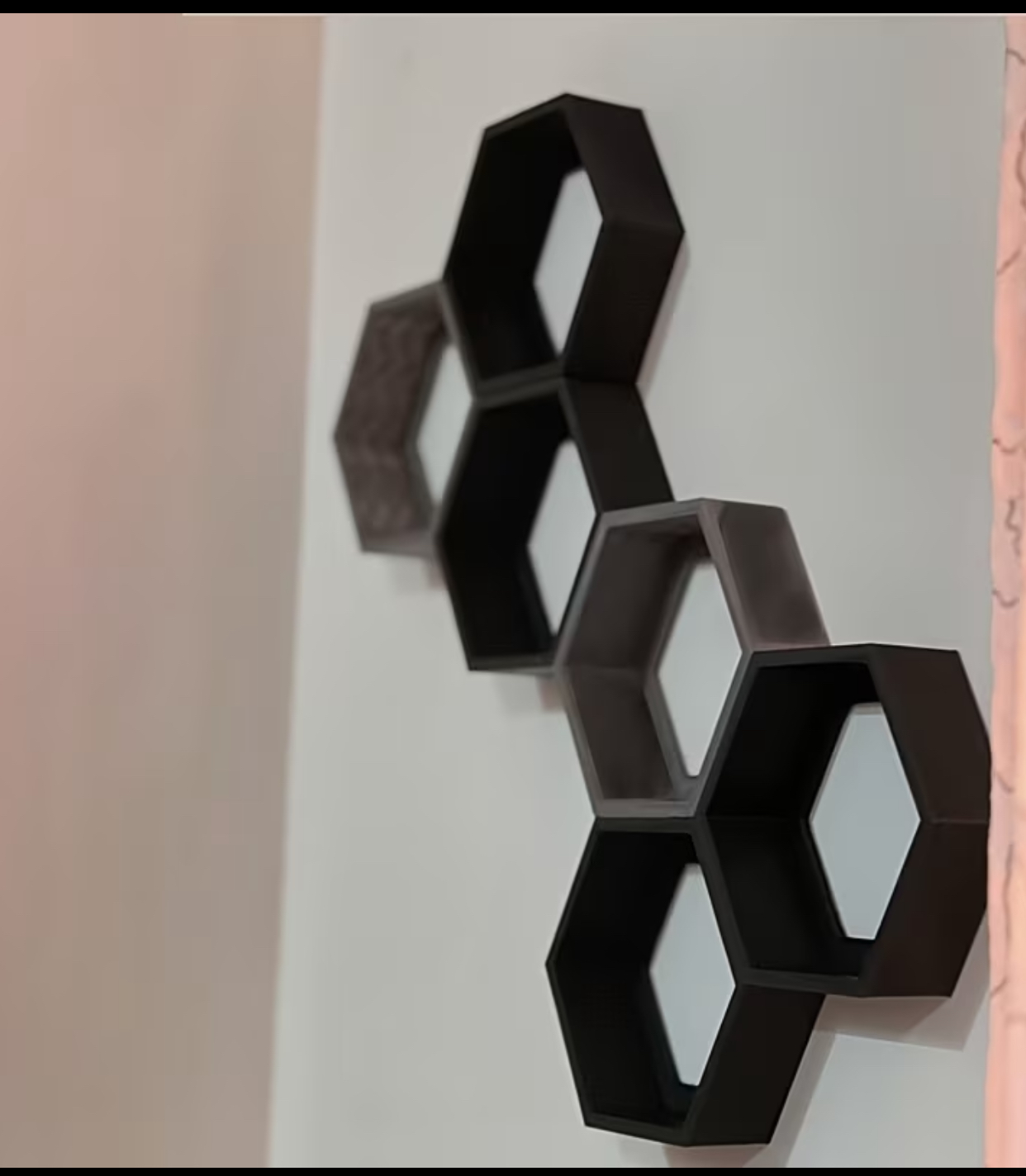 3-Piece Hexagon Floating Wall Shelf Set – Interlocking Honeycomb Geometric Display Cubes