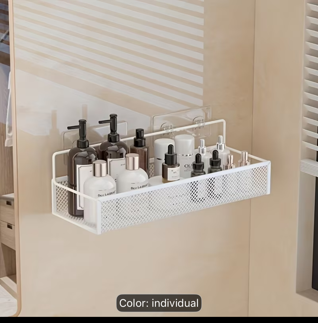 Matte Black Wire Mesh Shower Caddy – Damage-Free Adhesive Wall Floating Shelf for Bathroom and Kitchen 2