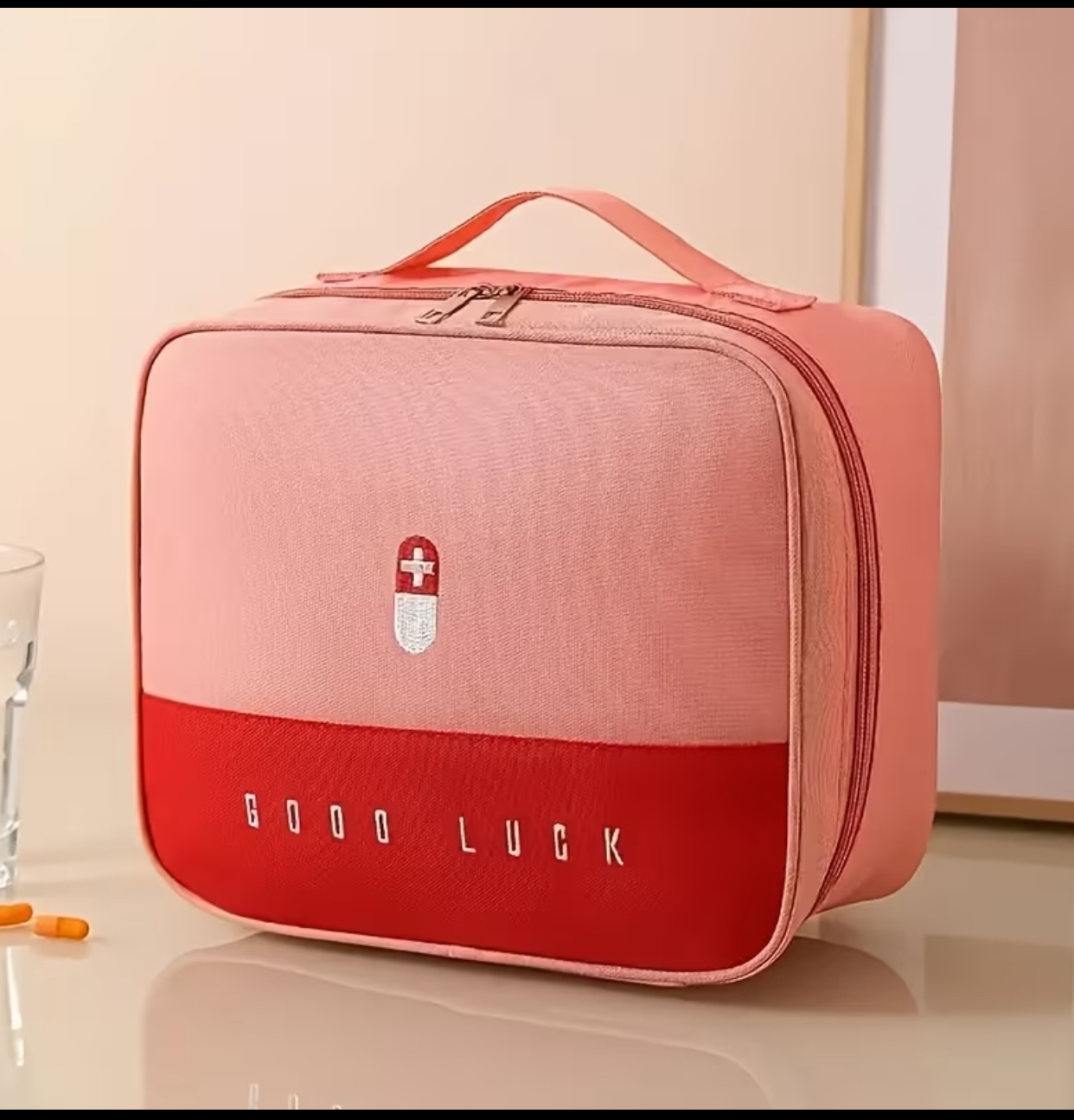 Insulated First Aid Travel Medicine Bag – Green Canvas Emergency Pill and Kit Case (25x12x20 cm) 2