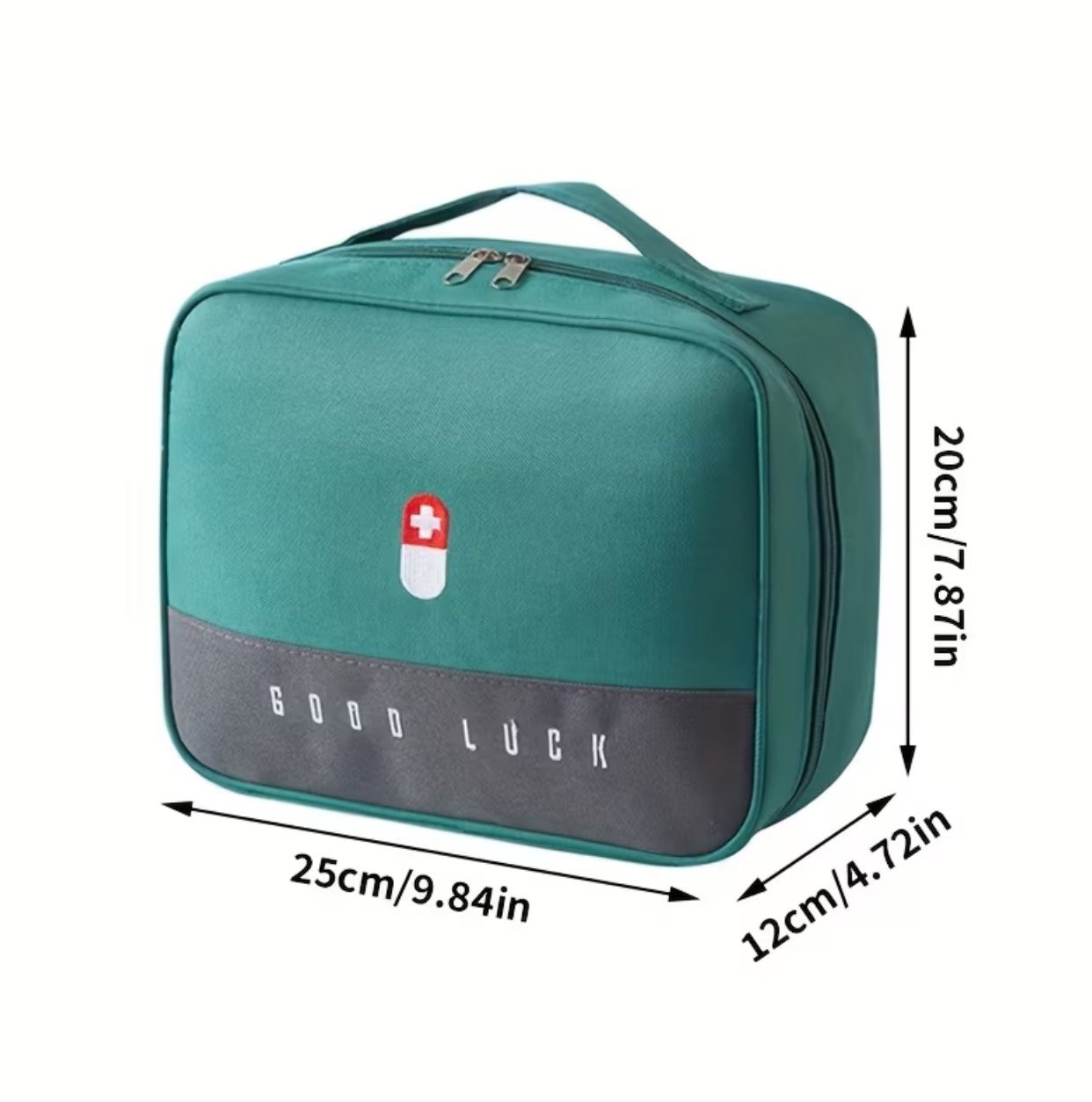 Insulated First Aid Travel Medicine Bag – Green Canvas Emergency Pill and Kit Case (25x12x20 cm) 3