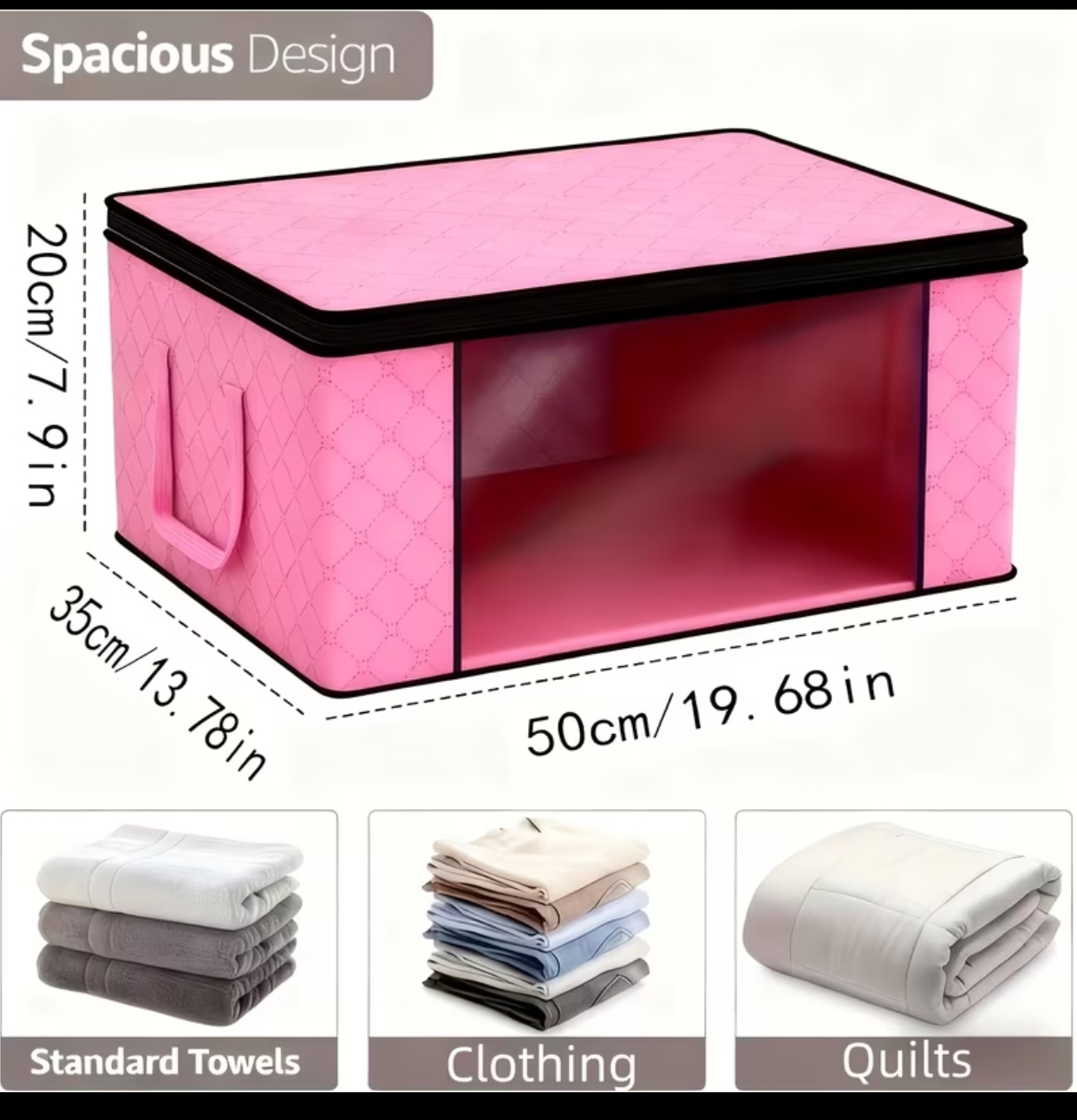 4-Pack Pink Quilted Closet Storage Cubes – Large Fabric Organizer Containers with Clear Front Panel 2