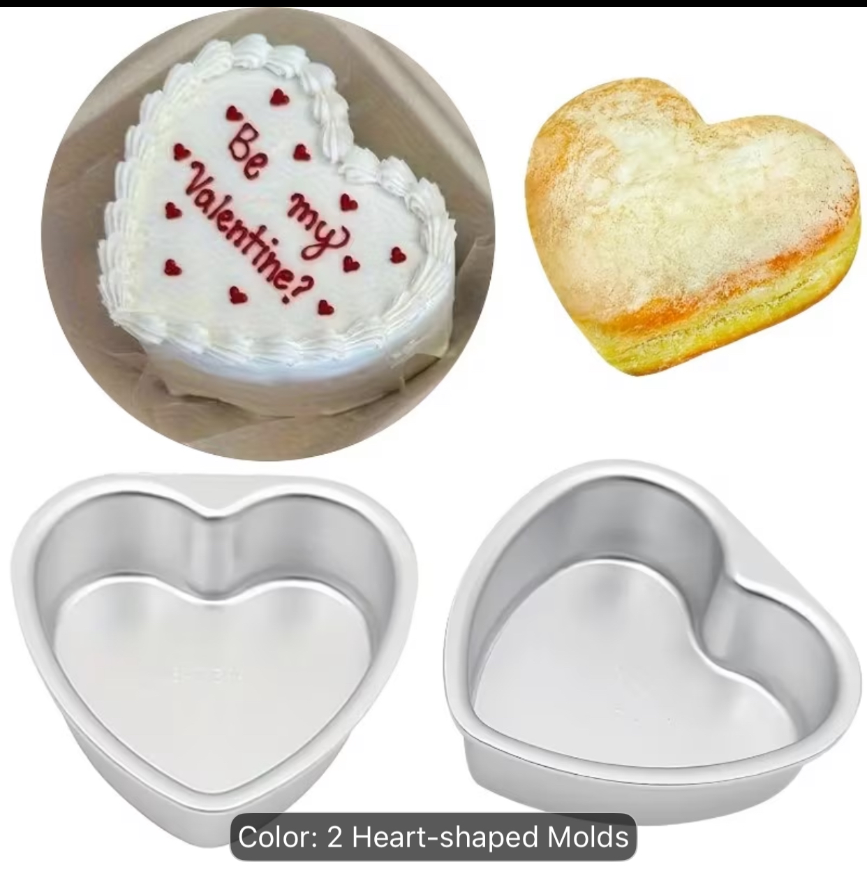2-Piece Heart-Shaped Aluminum Cake Pan and Pastry Baking Mold Set