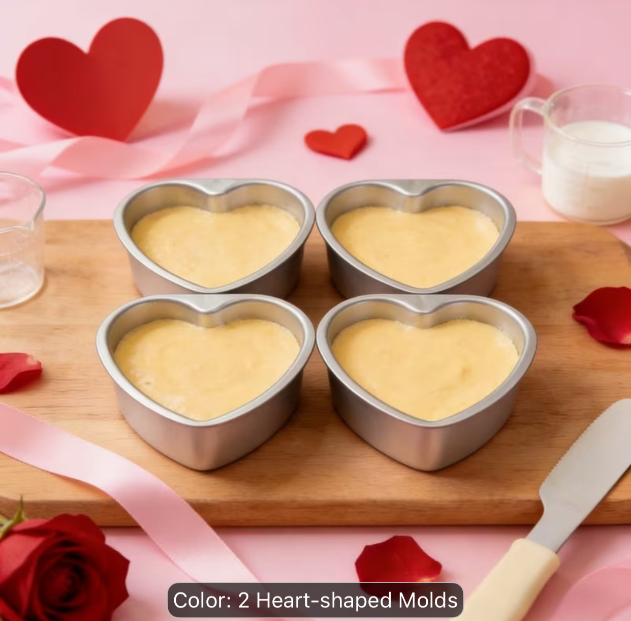 2-Piece Heart-Shaped Aluminum Cake Pan and Pastry Baking Mold Set 3