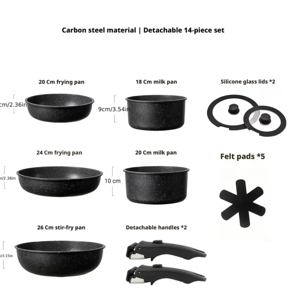 Black Speckled Non-Stick Granite Cookware and Utensil Set 3