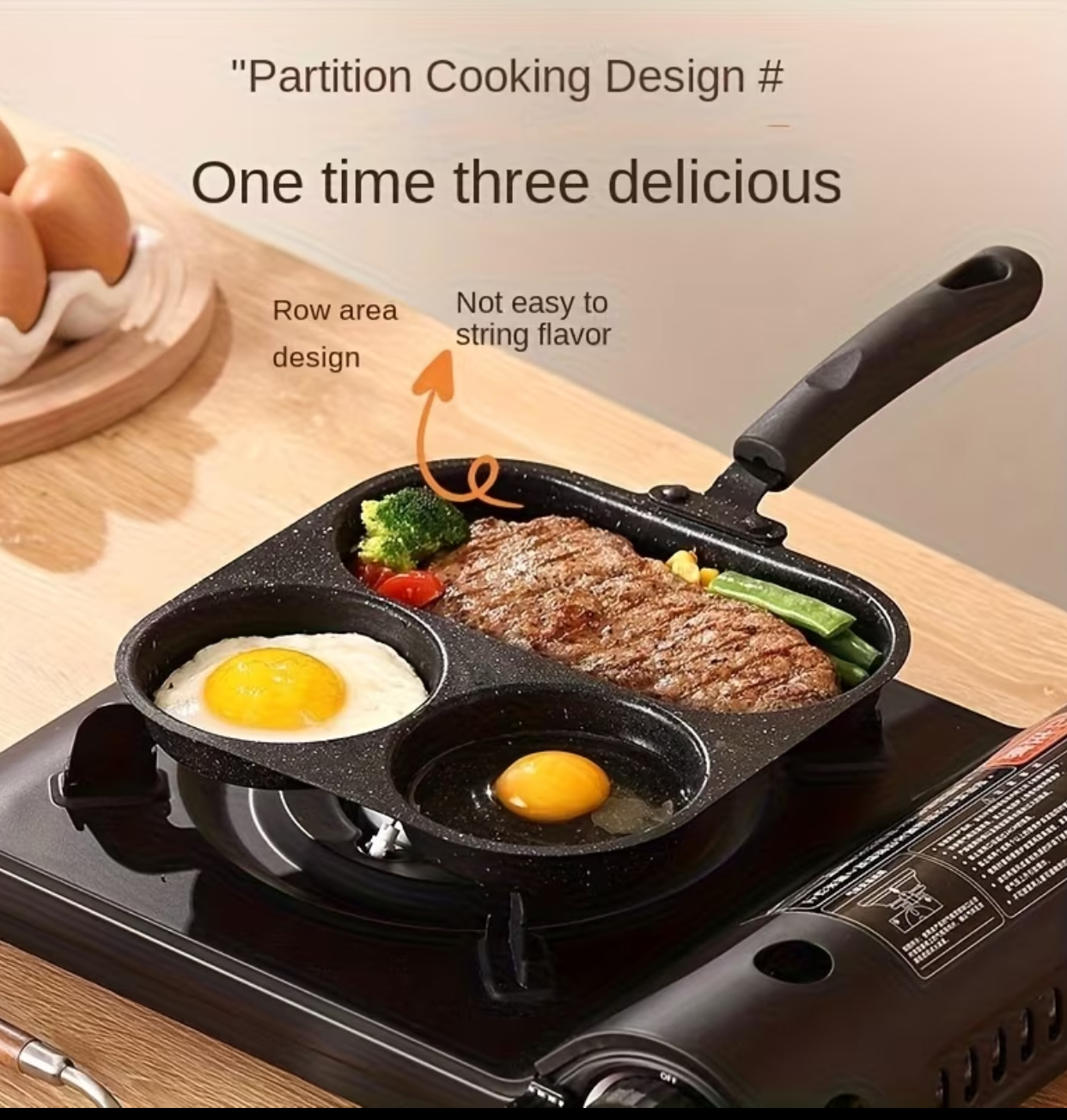 Multi-Section Divided Non-Stick Breakfast Skillet and 3-in-1 Partition Frying Pan 2