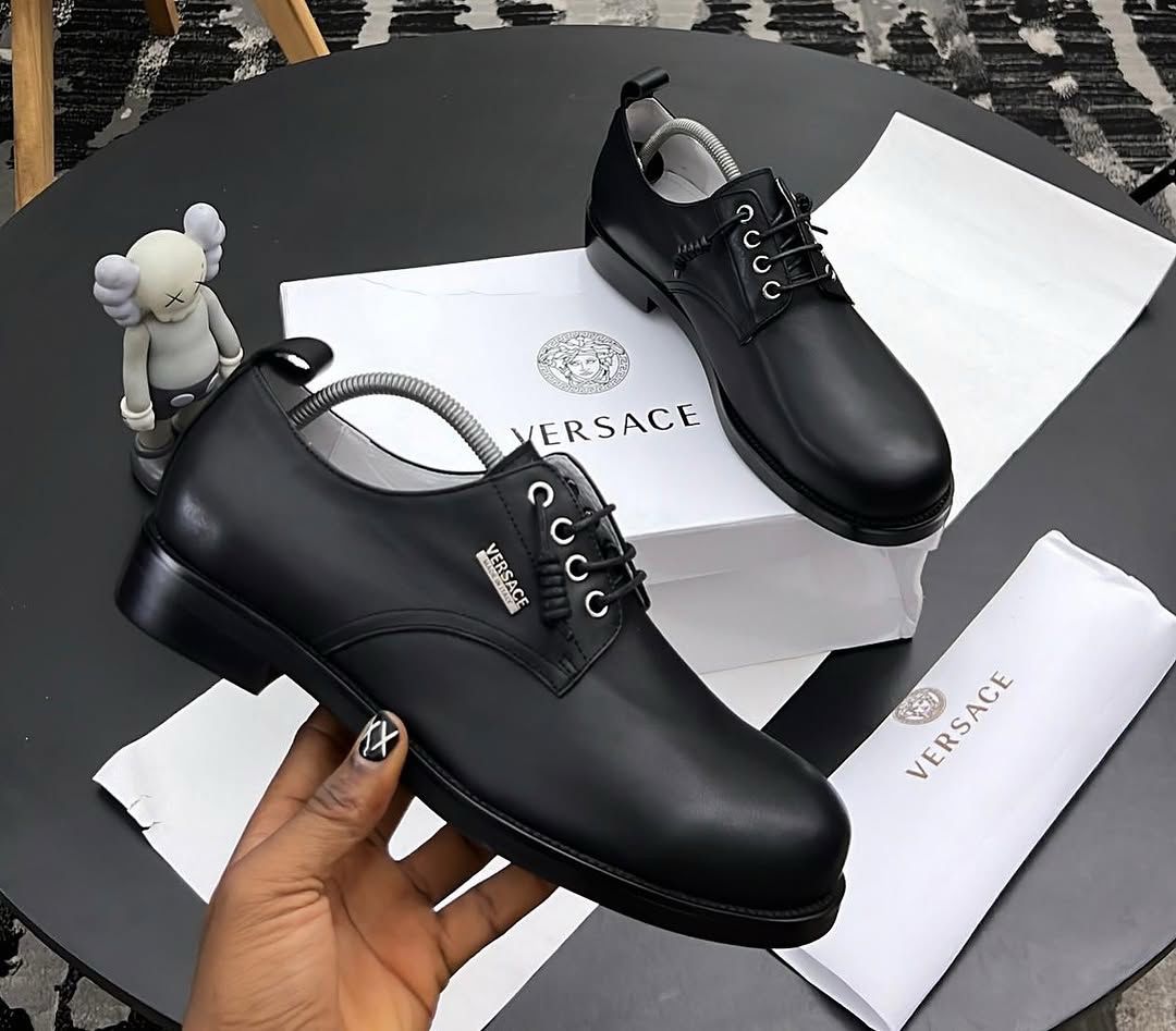 Men's Premium Matte Leather Dress Shoes – Luxury Black Round Toe Derby Shoes, Classic Speed-Lace Formal Oxfords, Comfortable Low Heel Business Casual & Wedding Shoes