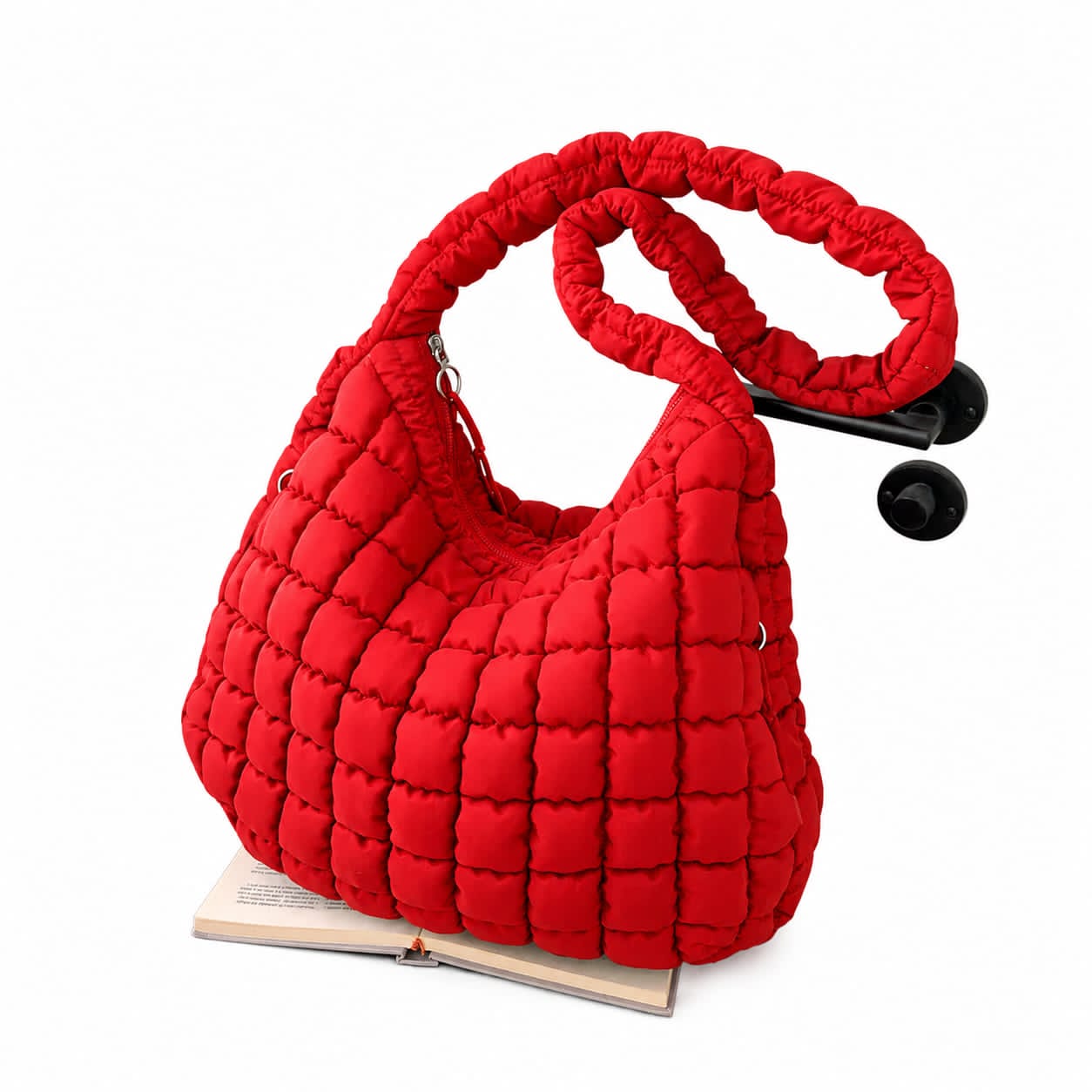 Women's Trendy Quilted Puffer Shoulder Bag – Premium Cloud Tote Bag, Soft Ruched Padded Hobo Bag, Large Capacity Lightweight Crossbody Purse for Casual Travel & Shopping