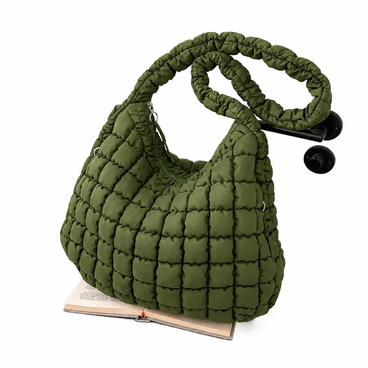 Women's Trendy Quilted Puffer Shoulder Bag – Premium Cloud Tote Bag, Soft Ruched Padded Hobo Bag, Large Capacity Lightweight Crossbody Purse for Casual Travel & Shopping