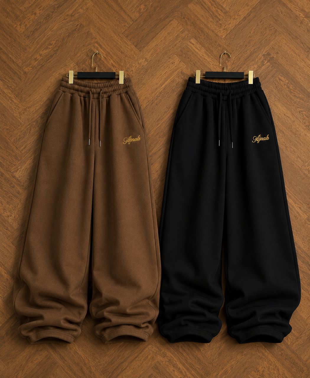 "Coffee Club Letter Embroidery Wide Leg Sweatpants – Oversized Drawstring Fleece Jogger Pants"