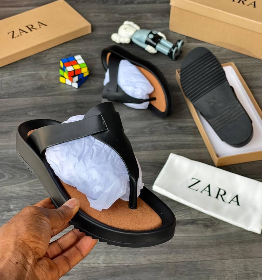 Zara Double-Strap Slides (Black)