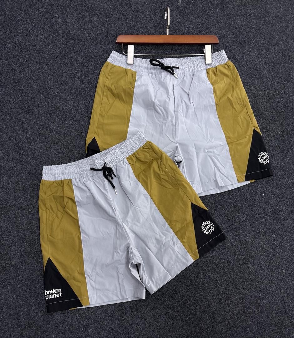 Broken Planet Panel Track Shorts (Grey/Mustard Yellow)