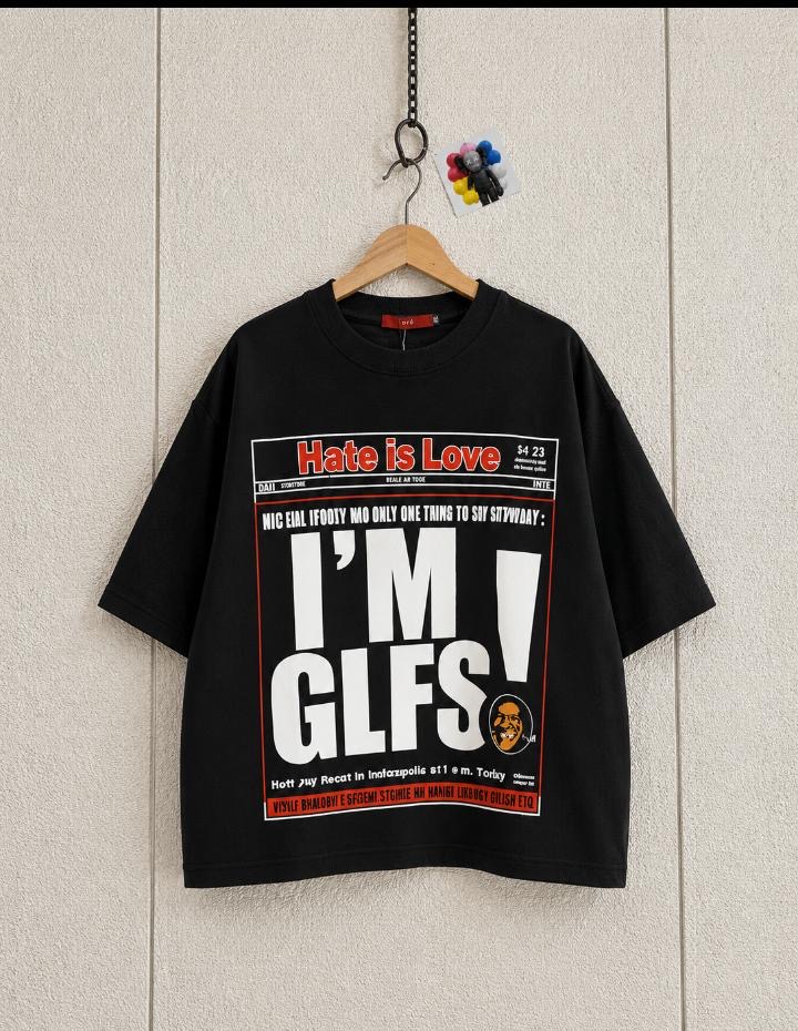 Hate is Love" Newspaper Graphic T-Shirt