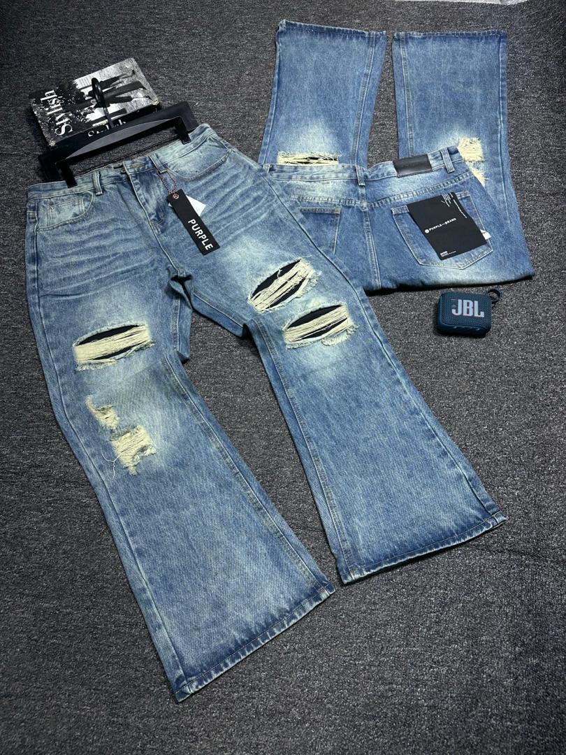 PURPLE BRAND Heavy Distressed Indigo Jeans