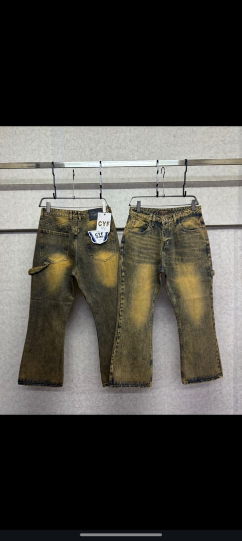 Bleached Splatter Distressed Straight-Leg Jeans
