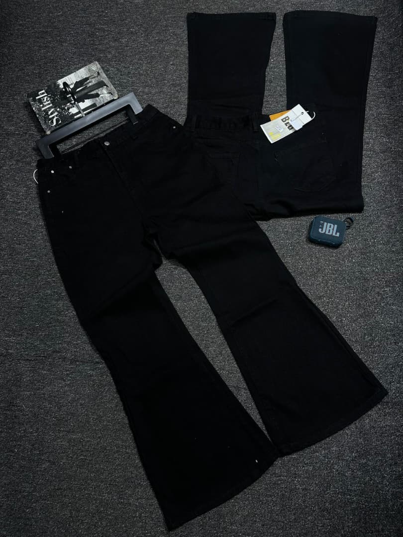 Jet Black Raw-Edge Utility Pocket Jeans