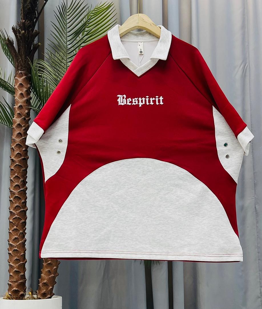 Bespirit Over-Sized Colorblock Polo – Crimson Red