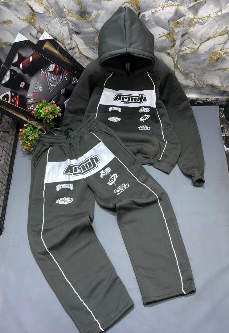 Arnoh "Arcade" Y2K Graphic Panel Tracksuit Set – Olive Green