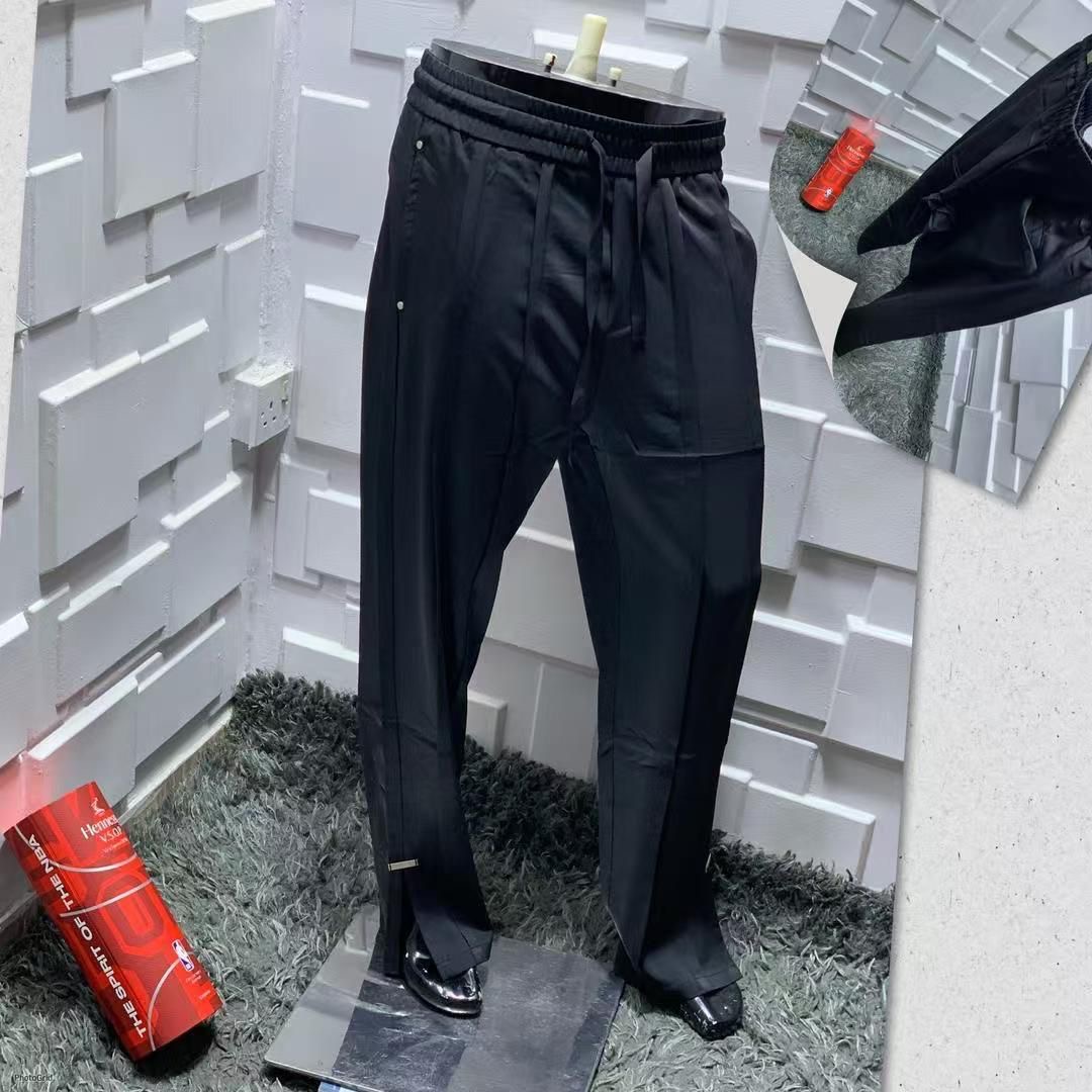 Black Wide-Leg Drawstring Trousers