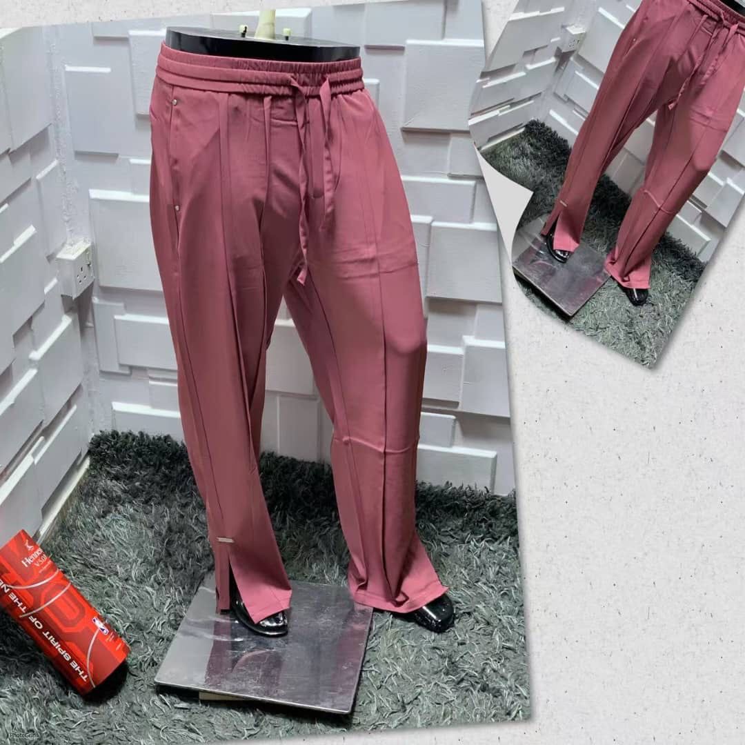 Dusty Rose Wide-Leg Drawstring Trousers