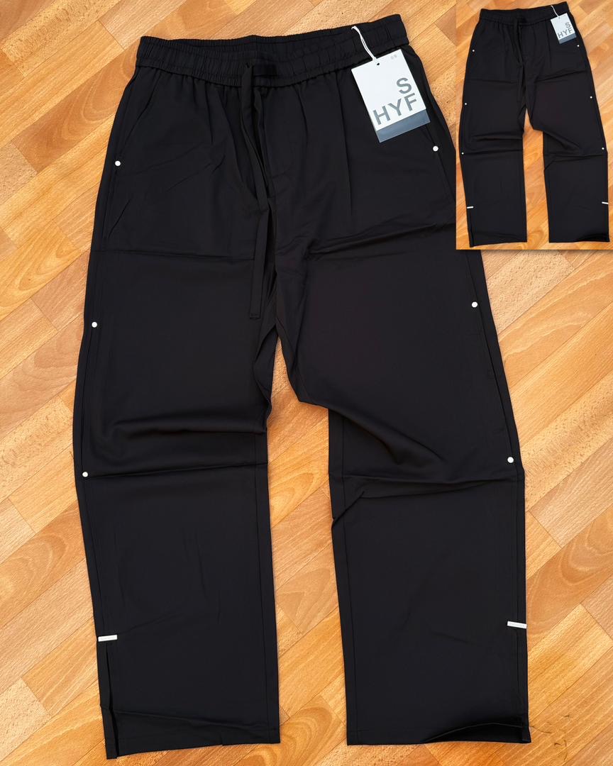 Jet Black Utility Snap-Button Trousers