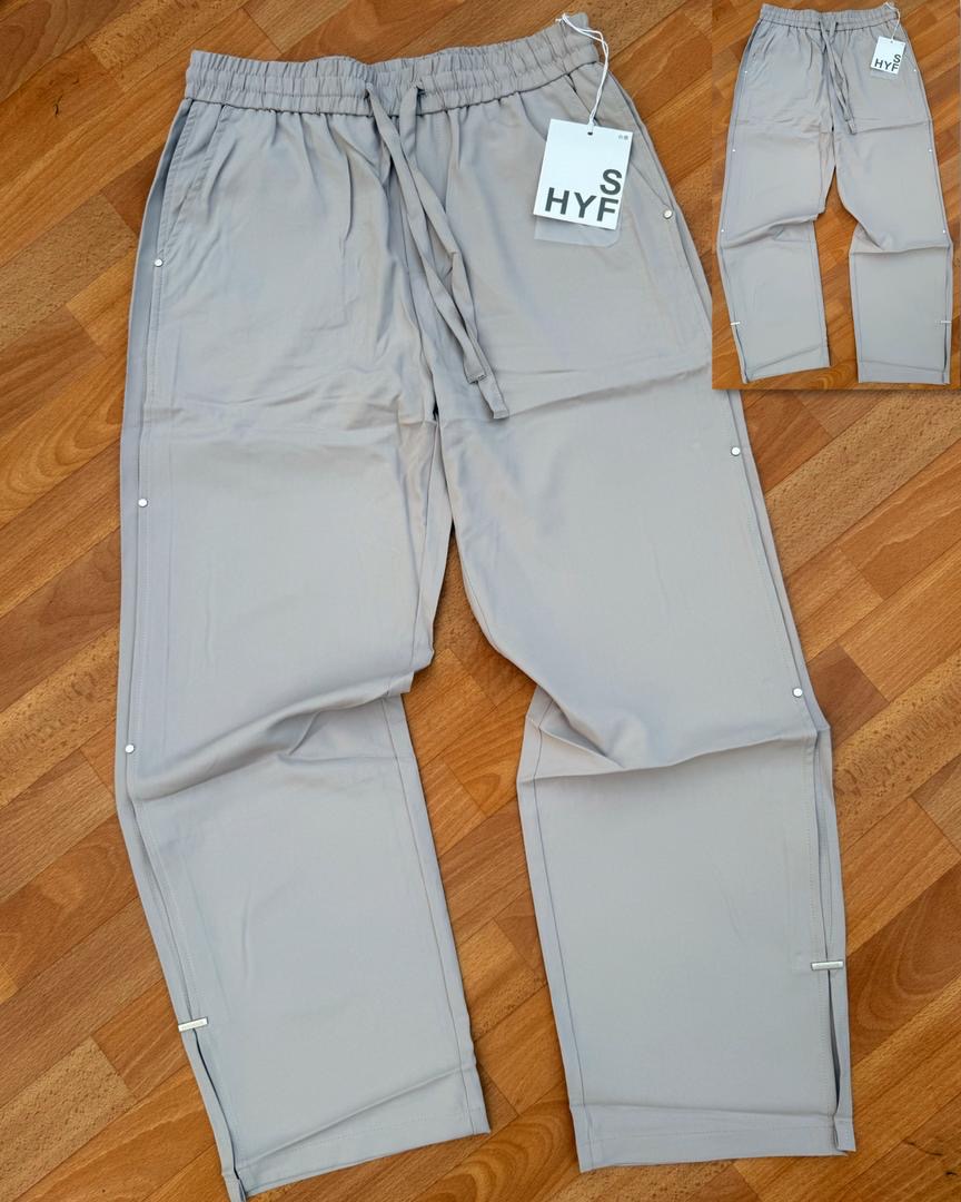 Light Grey Utility Snap-Button Trousers