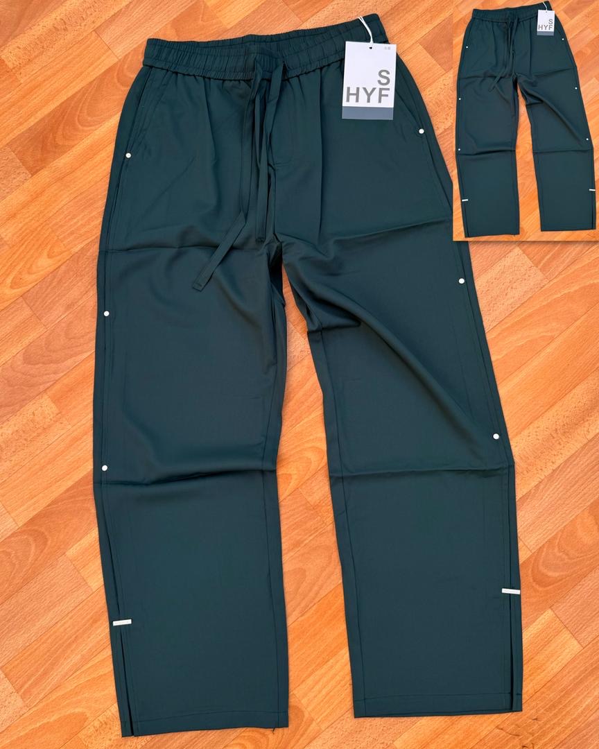 Forest Green Utility Snap-Button Trousers