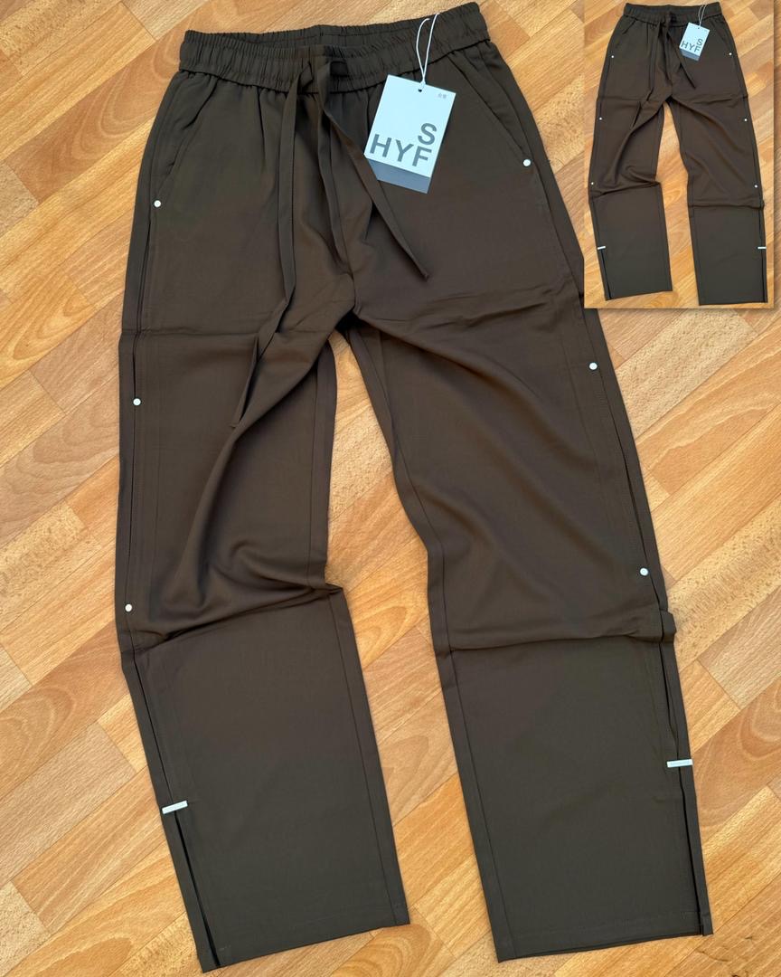 Taupe Brown Paneled Streetwear Trousers