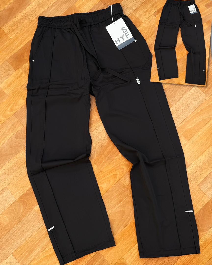 Black Paneled Split-Hem Trousers
