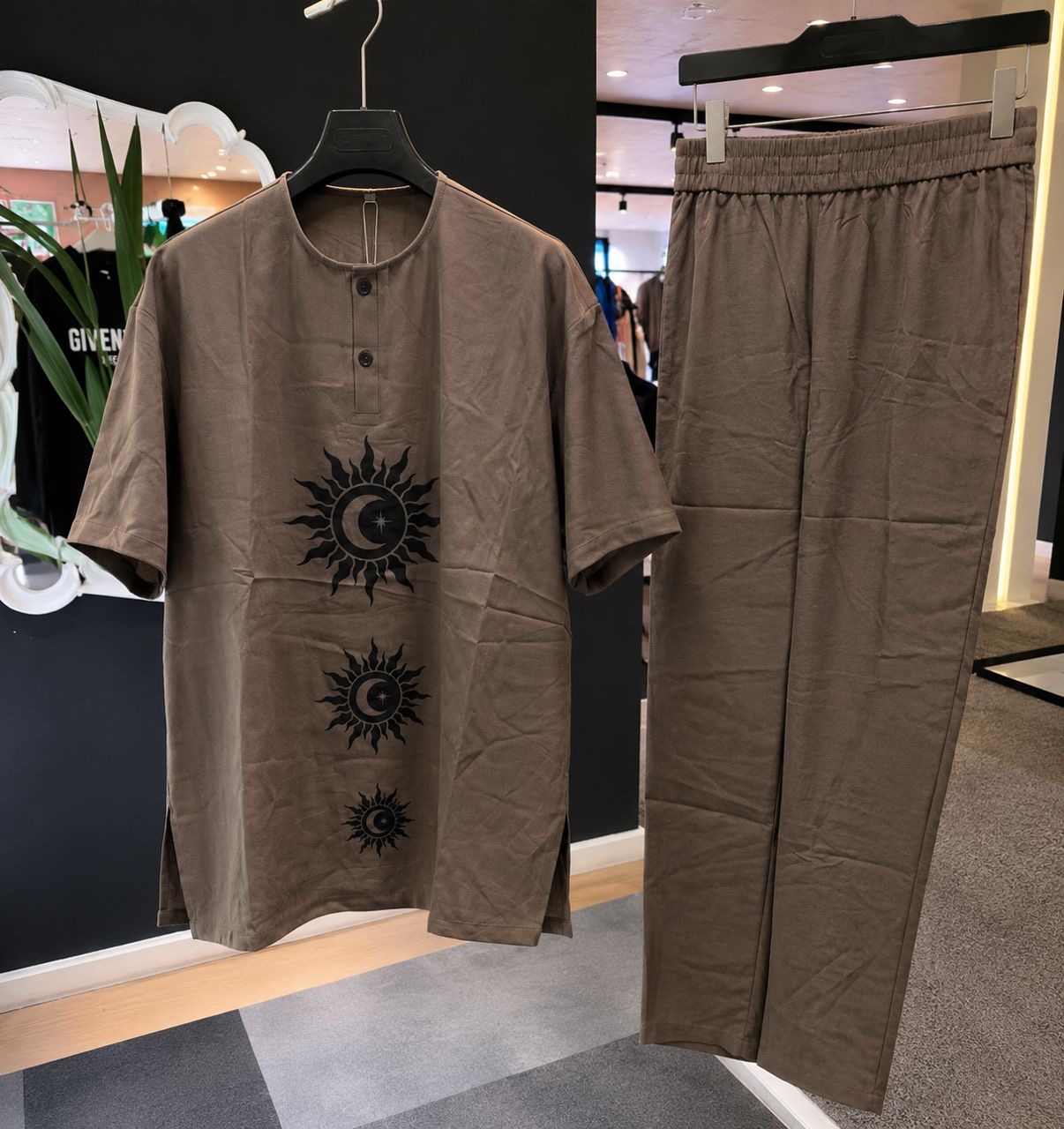 Celestial Graphic Two-Piece Set – Earthy Brown