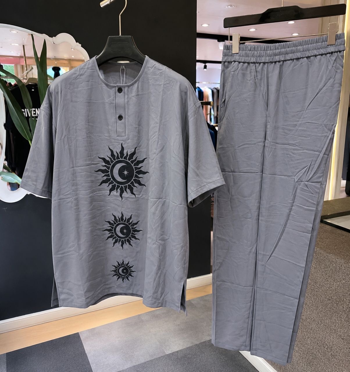 Celestial Graphic Two-Piece Set – Slate Grey