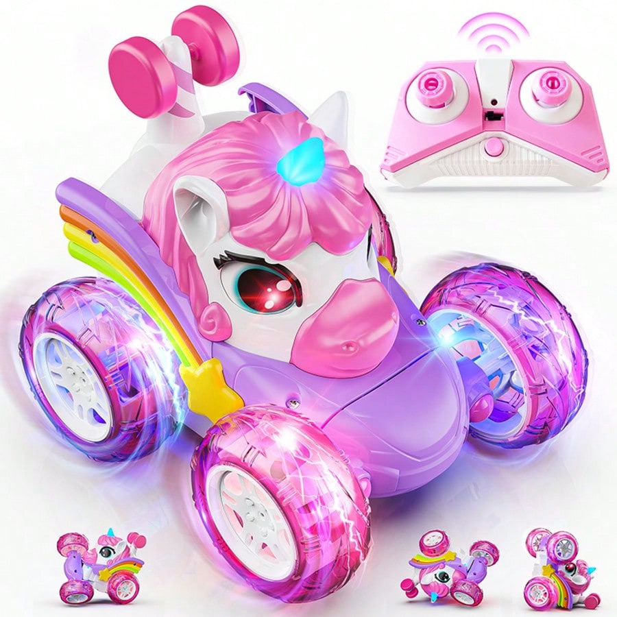 Unicorn-Themed Cartoon RC Stunt Car