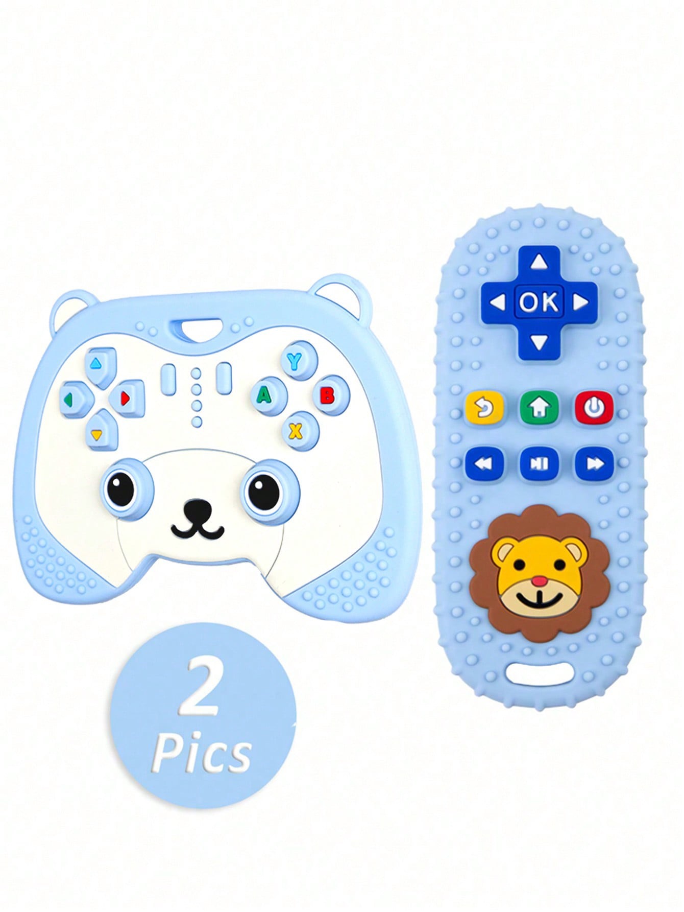 2-Piece Silicone Controller & Lion Remote Teether Set