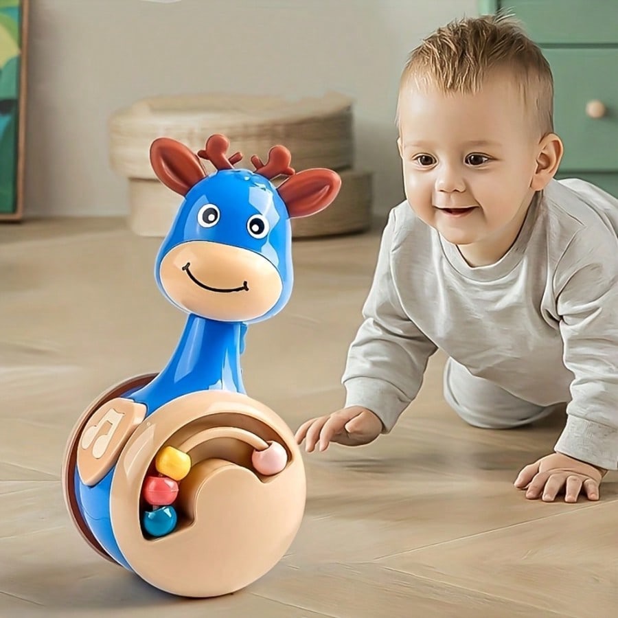 Tumble-and-Roll Cartoon Giraffe Baby Toy