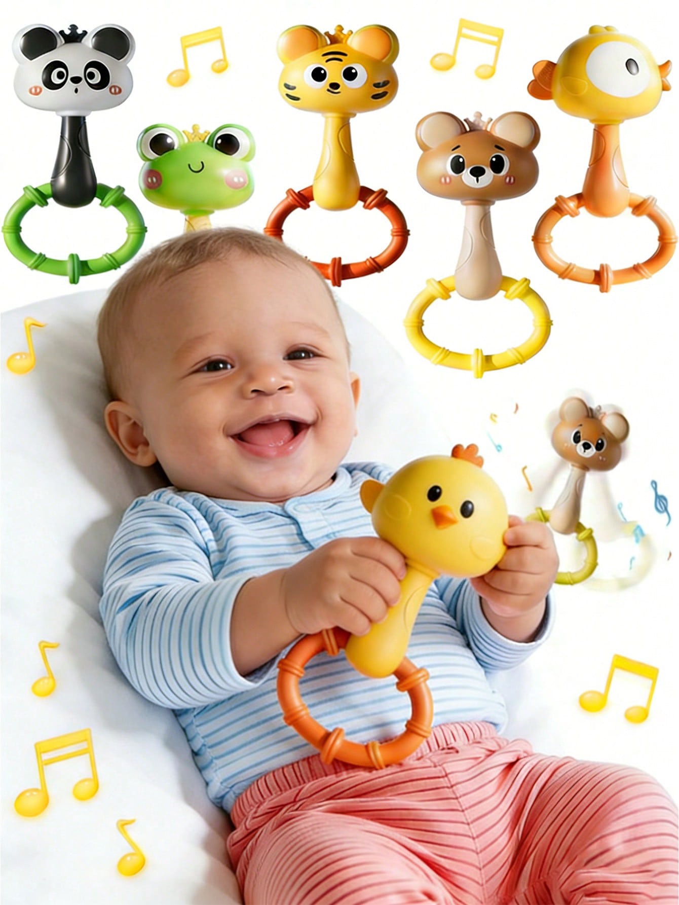 Musical Animal Rattle & Teether Ring Set