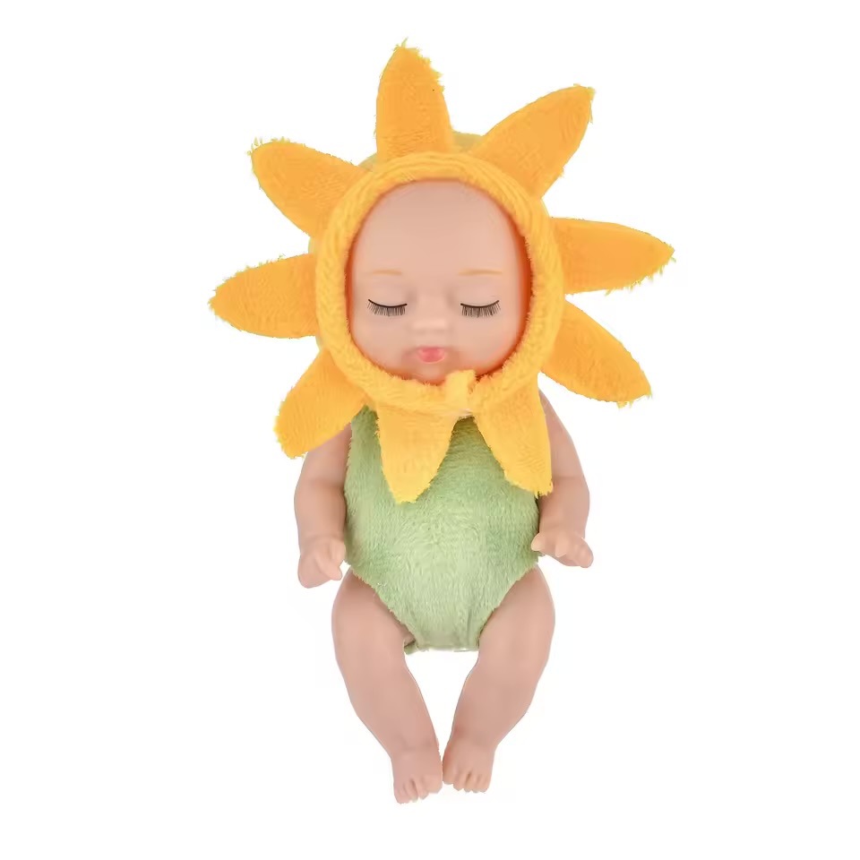 Sleeping Baby Doll in Yellow Sunflower Costume